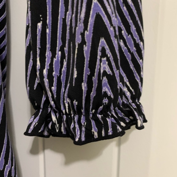 WORTHINGTON Top Blouse black Purple Flowy Jersey Print PS - Picture 4 of 8